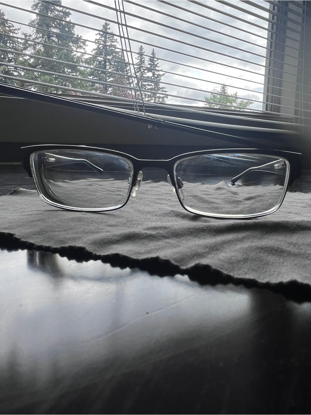Emporio Armani Men's Black Rectangular Glasses with Silver Accents